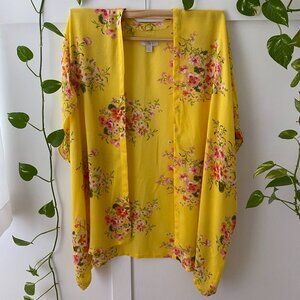 Barely used Ann Taylor Loft brand Yellow Kimono Swirling with blooms.